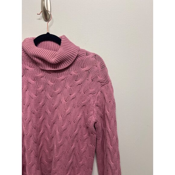 Pink‎ 3D Chunky Cable Knit Turtleneck Sweater By Lord & Taylor S - Picture 3 of 8